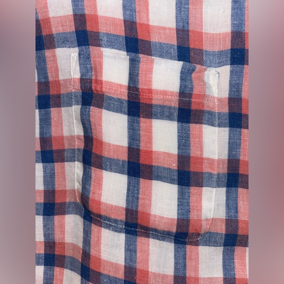 L.L. Bean Linen Slightly Fitted Men's Plaid Short Sleeve Shirt Size XL - Picture 10 of 11